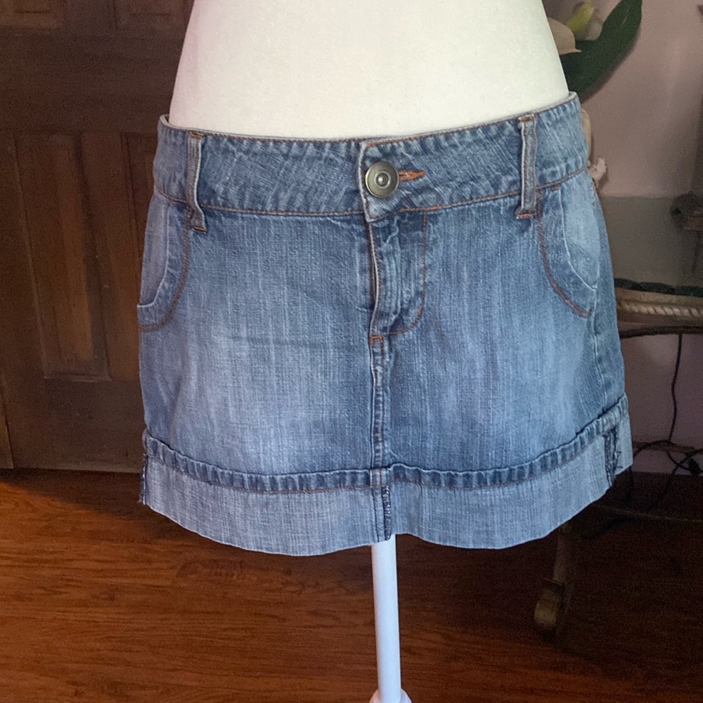 Size 9 SO Wear it declare it jean denim mini skirt.